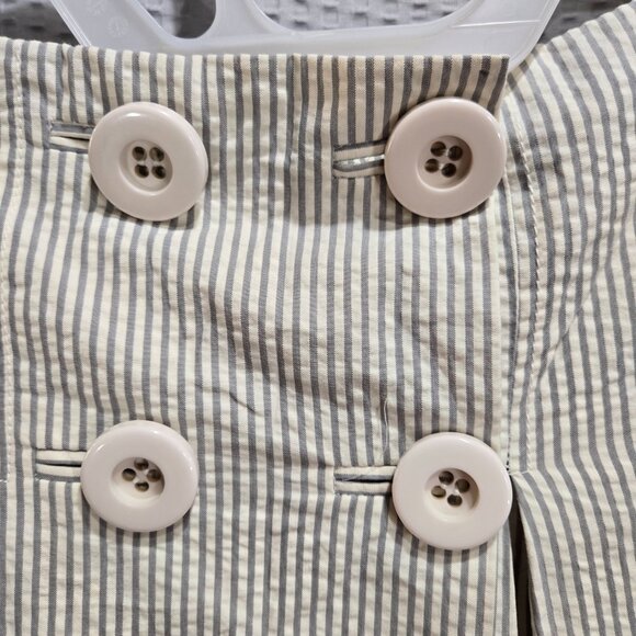 J Crew Gray & White Striped Seersucker Nautical Academia Pleated Cotton Skirt - Picture 5 of 12